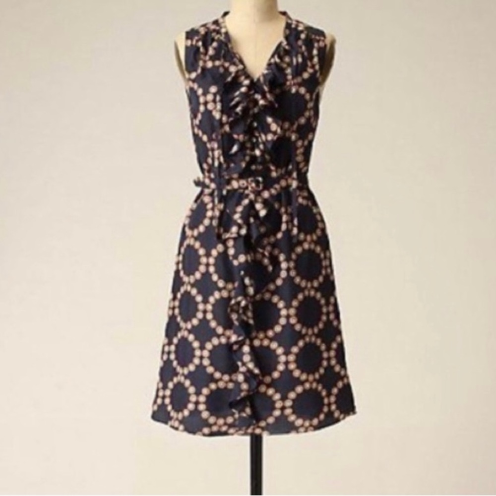 Anthropologie Lil Silk Bullseye Circle Dress SZ 6